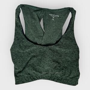 Year of Ours XS The Knot Bra Forest Green Scoop Neck Minimalist Gymcore Workout